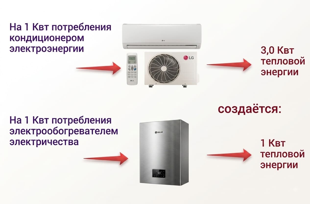 Эффективность обогрева дома кондиционером